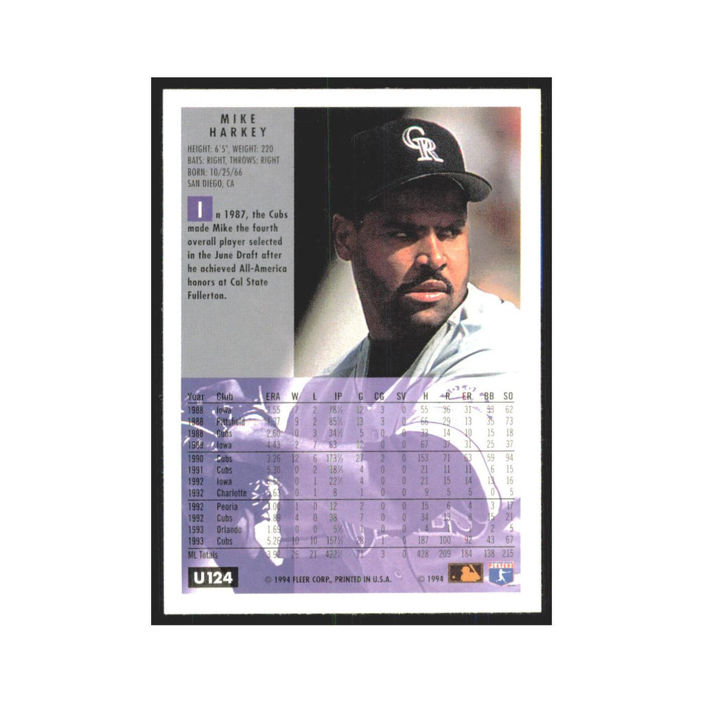 Mike Harkey 1994 Fleer Update #U124 Colorado Rockies Baseball Card NM