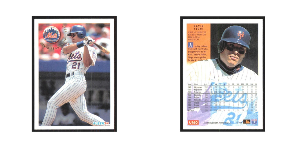David Segui 1994 Fleer Update #U160 New York Mets Baseball Card NM
