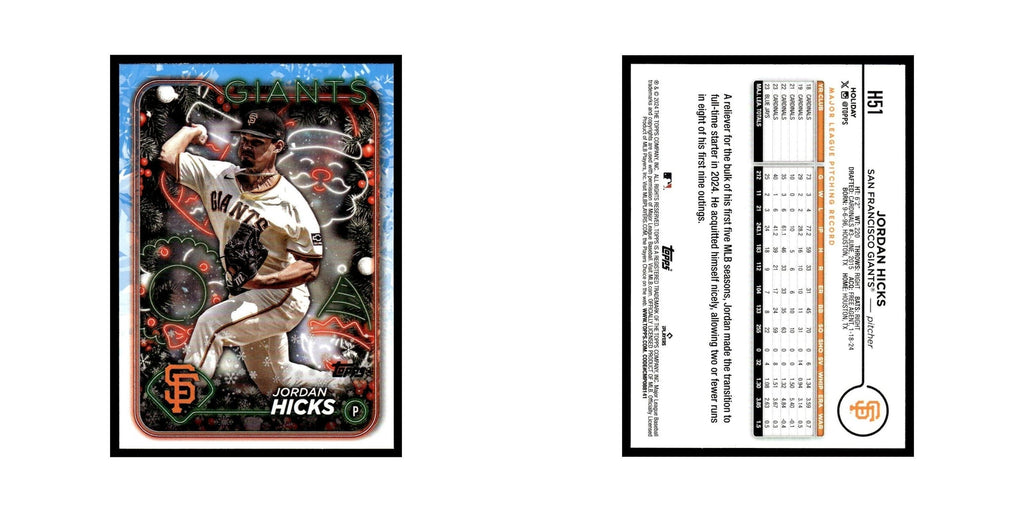 Jordan Hicks 2024 Topps Holiday #H51 San Francisco Giants Baseball Card NM