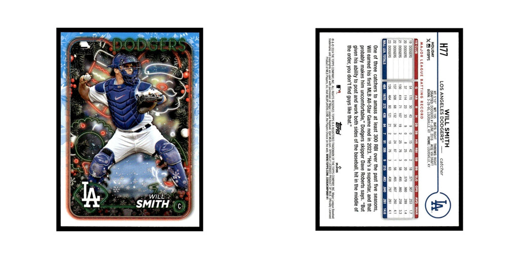 Will Smith 2024 Topps Holiday #H77 Los Angeles Dodgers Baseball Card NM