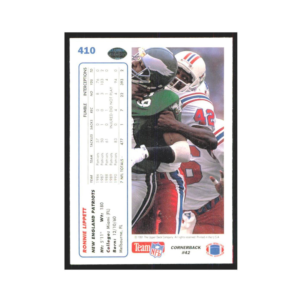 1991 Upper Deck Ronnie Lippett Patriots #410