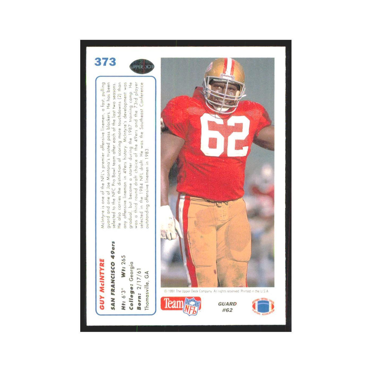 1991 Upper Deck Guy McIntyre 49ers #373