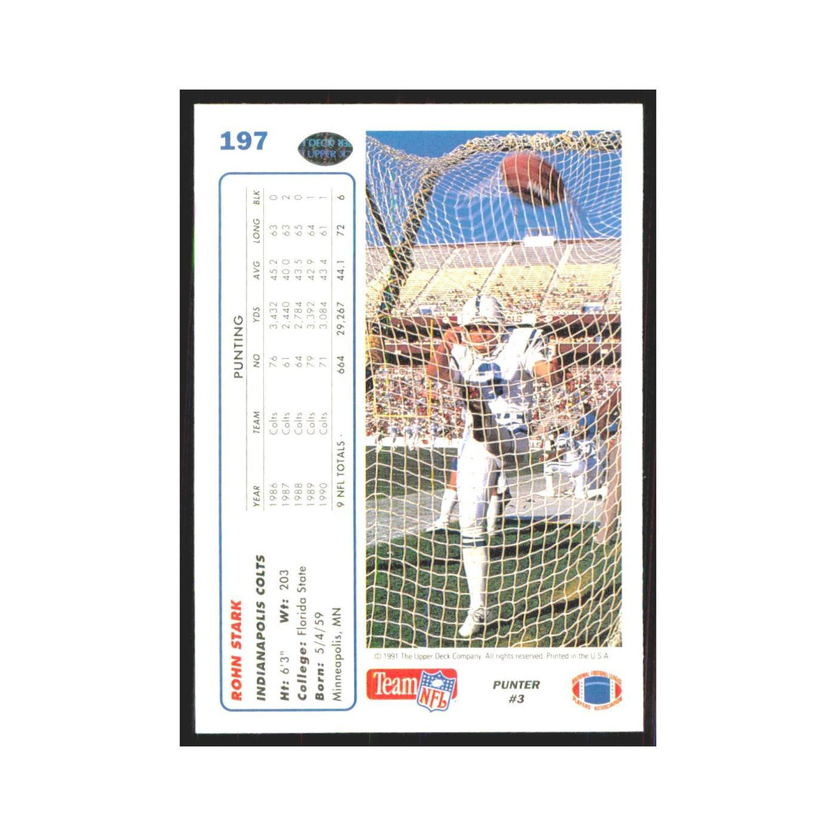 1991 Upper Deck Rohn Stark Colts #197