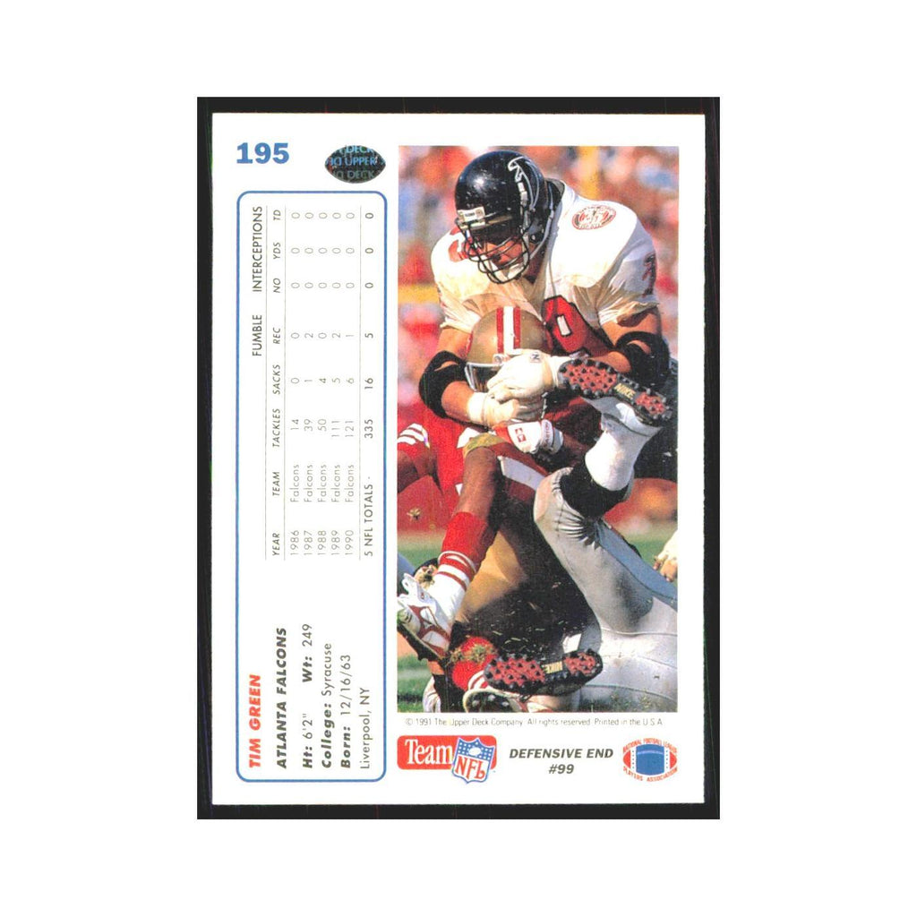 1991 Upper Deck Tim Green Falcons #195