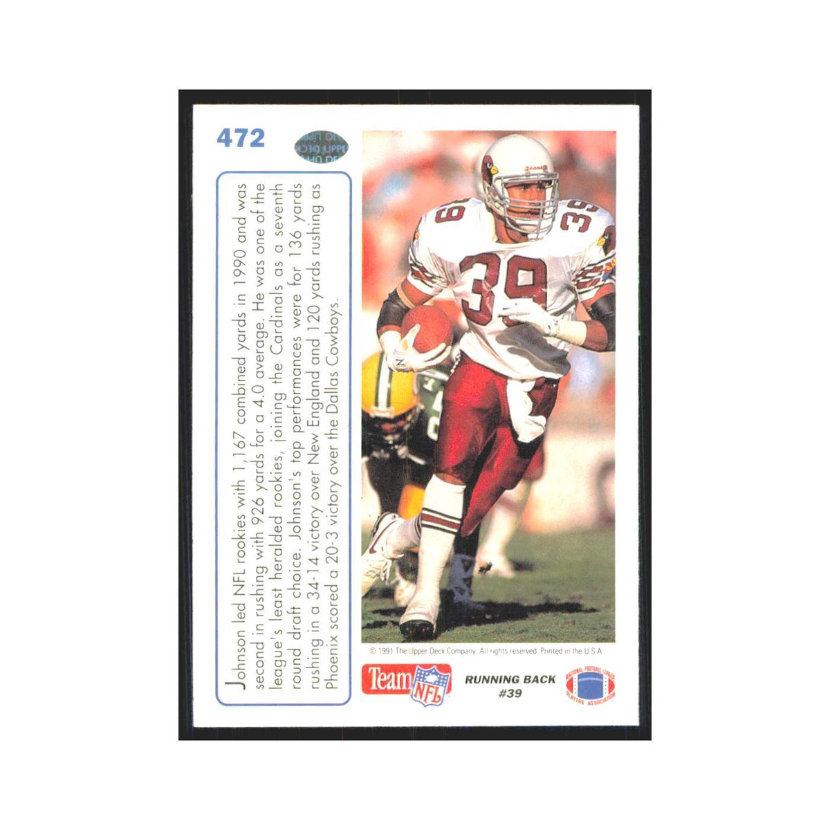 1991 Upper Deck Johnny Johnson Phoenix Cardinals #472