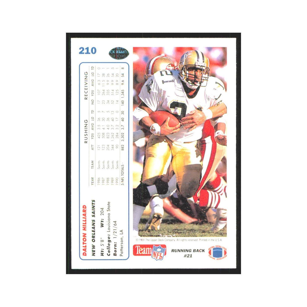 1991 Upper Deck Dalton Hilliard Saints #210