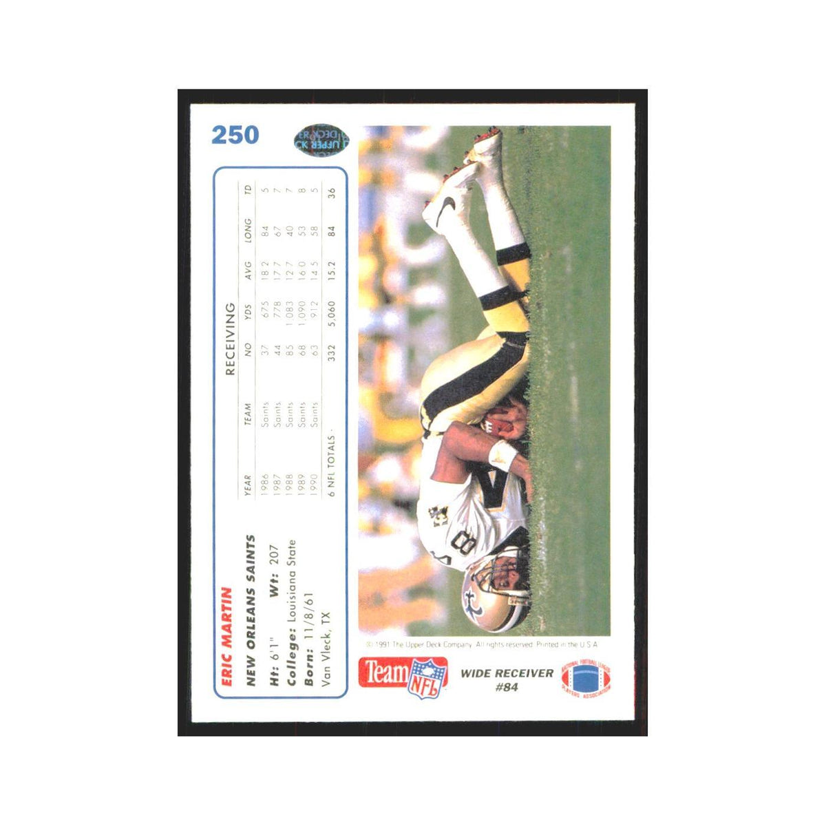 1991 Upper Deck Eric Martin Saints #250