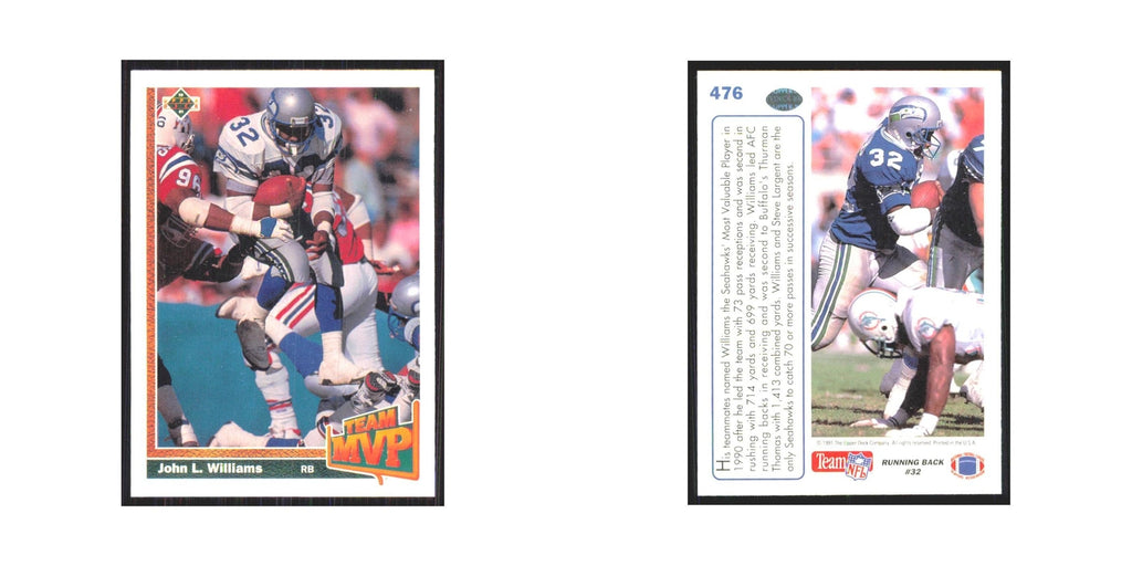 1991 Upper Deck John L. Williams Seahawks #476