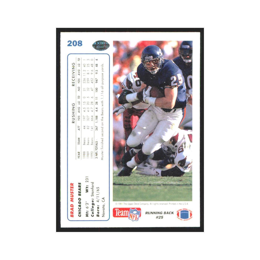 1991 Upper Deck Brad Muster Bears #208