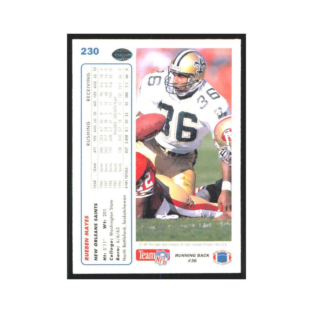 1991 Upper Deck Rueben Mayes Saints #230
