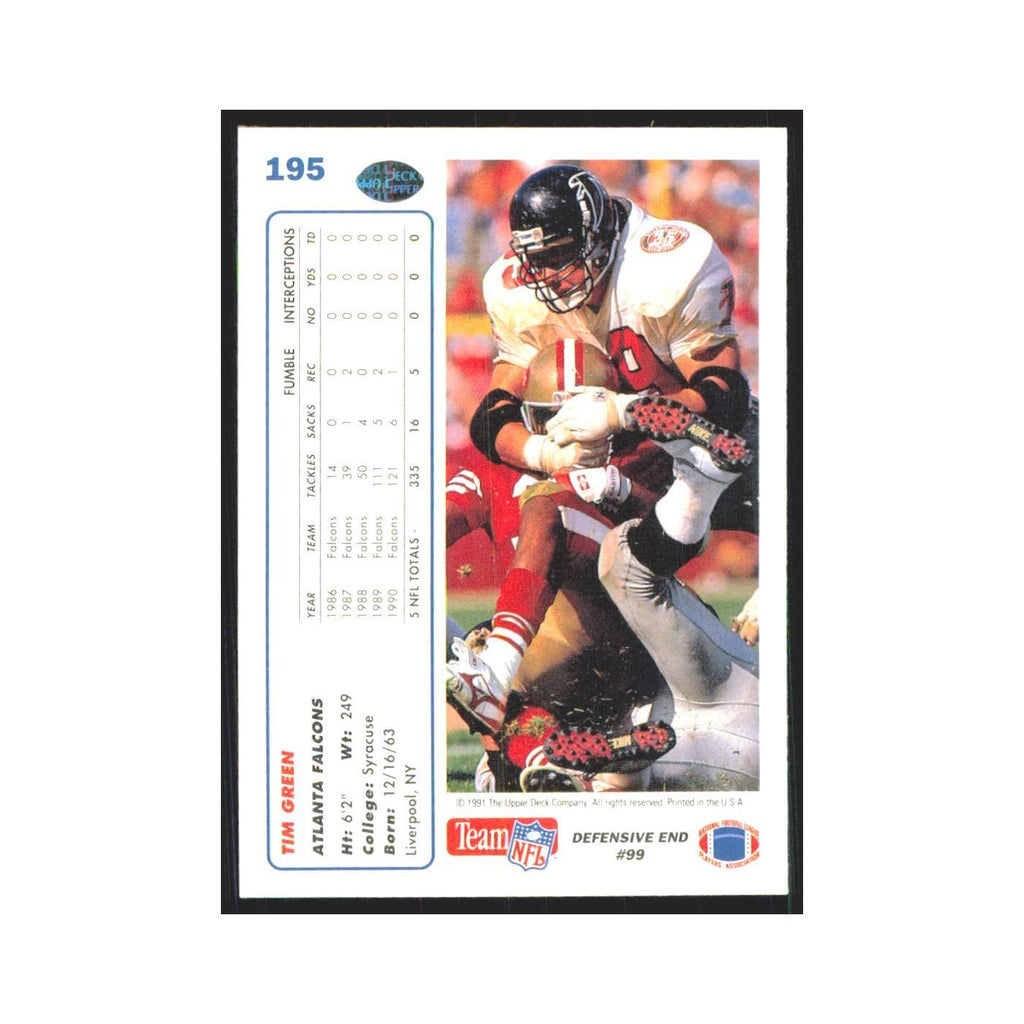 1991 Upper Deck Tim Green Falcons #195