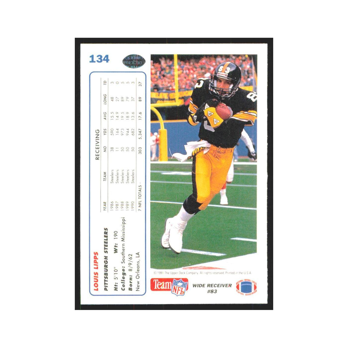 1991 Upper Deck Louis Lipps Steelers #134
