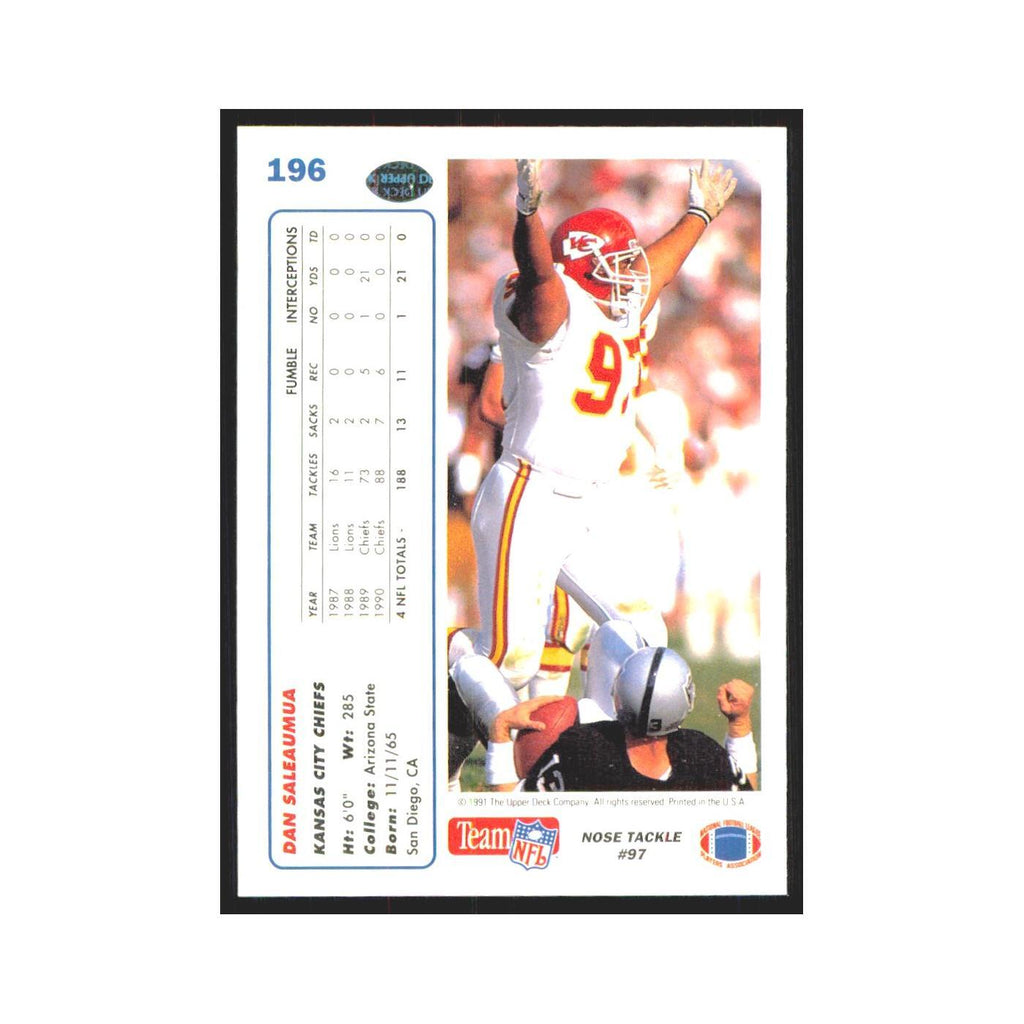 1991 Upper Deck Dan Saleaumua Chiefs #196