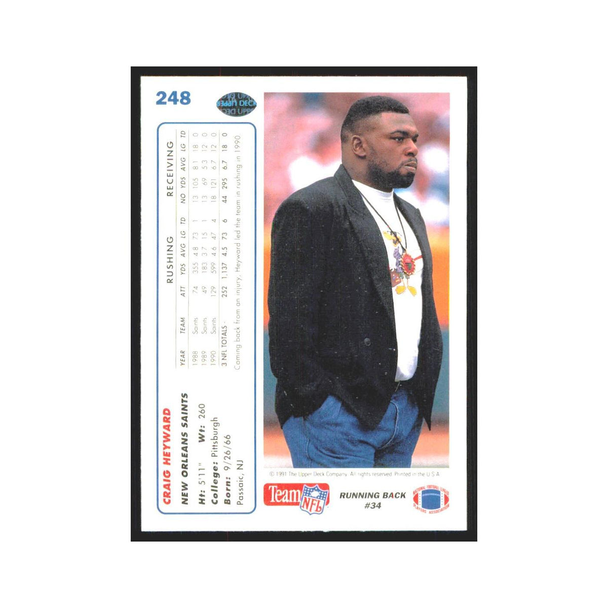 1991 Upper Deck Craig Heyward Saints #248