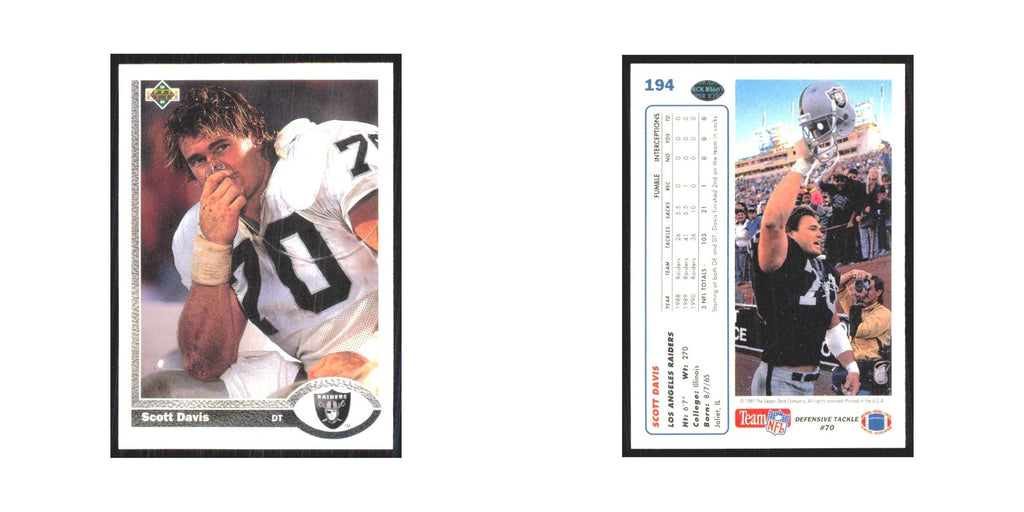 1991 Upper Deck Scott Davis Los Angeles Raiders #194