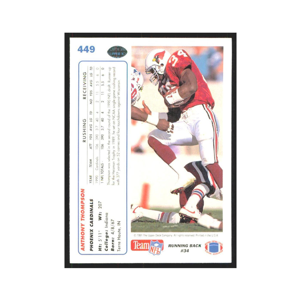1991 Upper Deck Anthony Thompson Phoenix Cardinals #449