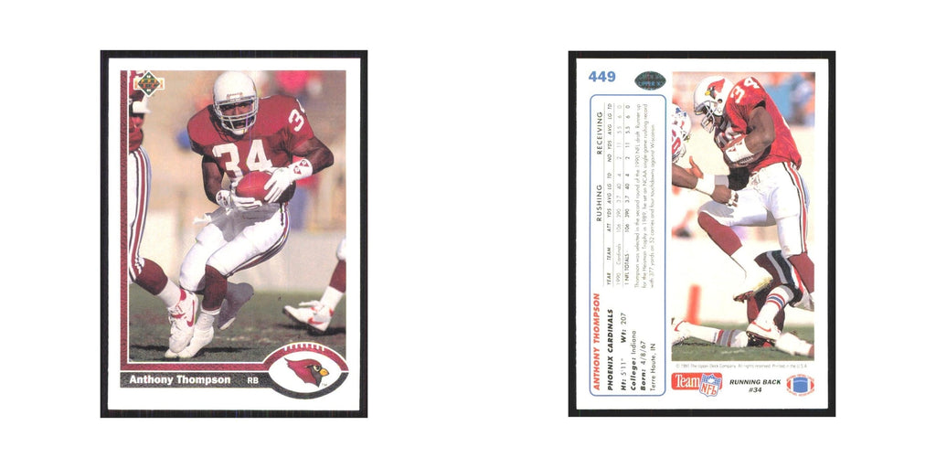 1991 Upper Deck Anthony Thompson Phoenix Cardinals #449