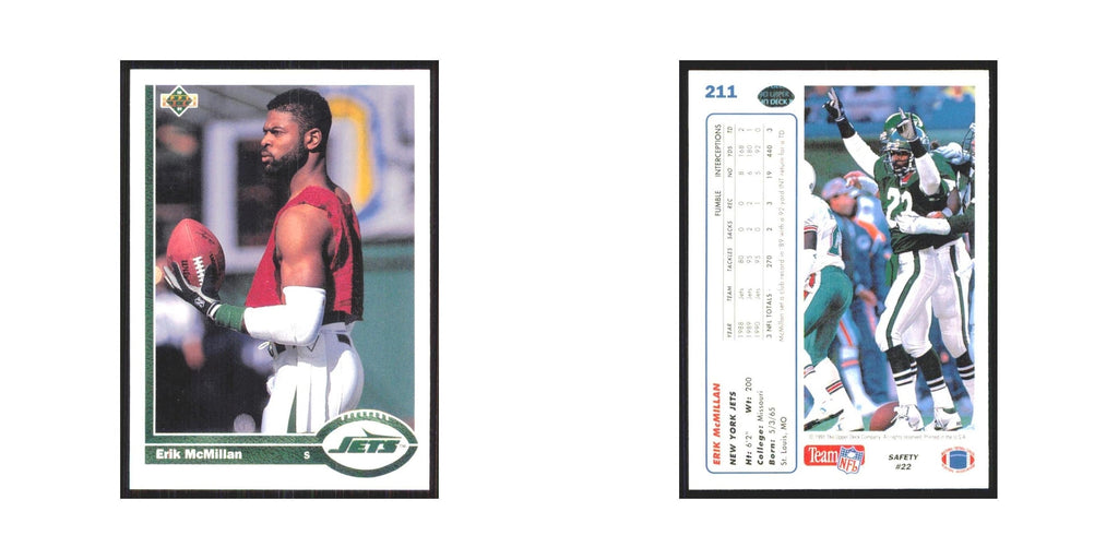 1991 Upper Deck Erik McMillan Jets #211