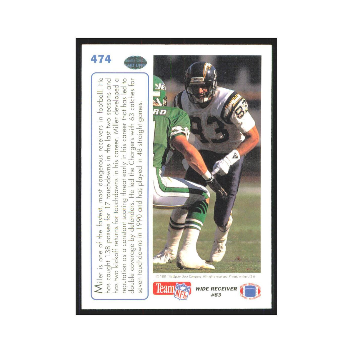 1991 Upper Deck Anthony Miller San Diego Chargers #474
