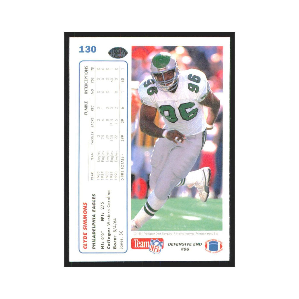 1991 Upper Deck Clyde Simmons Eagles #130