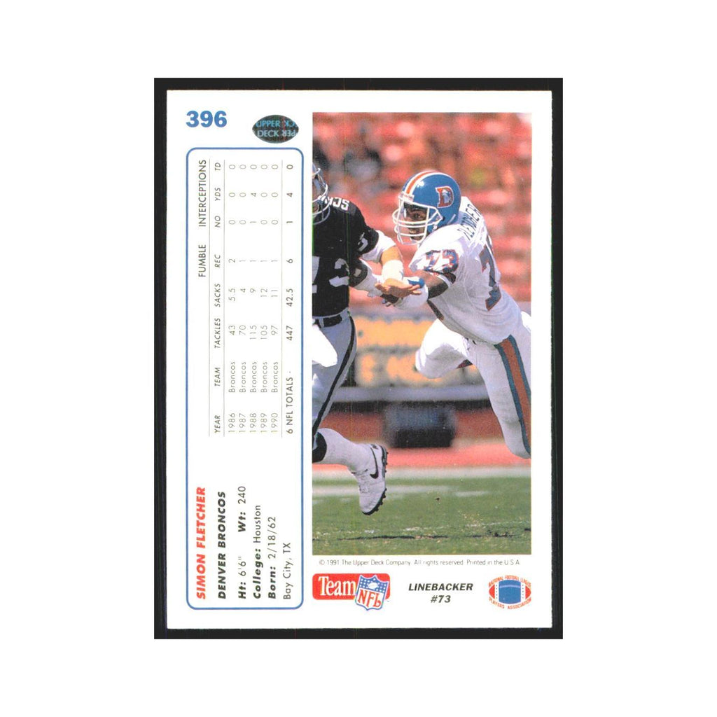 1991 Upper Deck Simon Fletcher Broncos #396