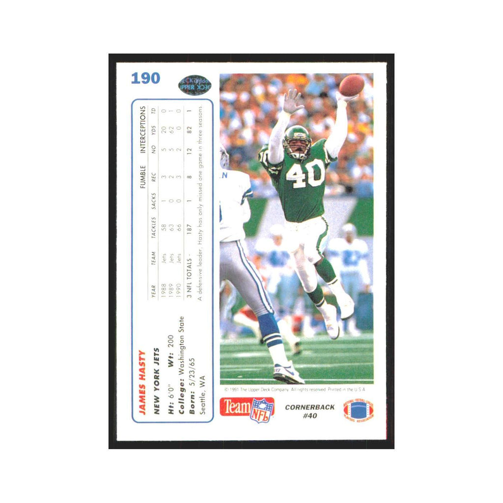 1991 Upper Deck James Hasty Jets #190