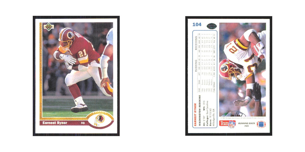 1991 Upper Deck Earnest Byner Redskins #104