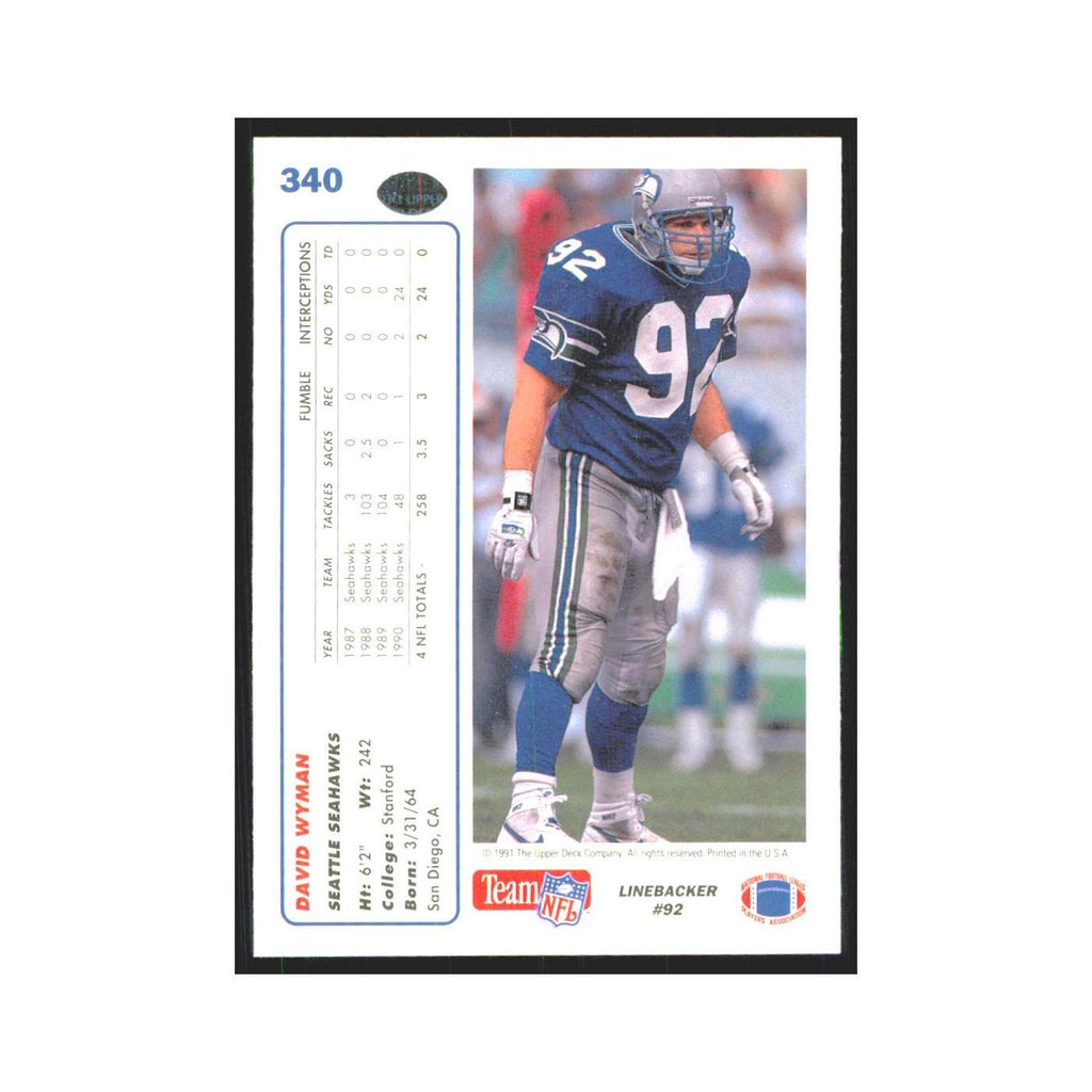 1991 Upper Deck David Wyman Seahawks #340