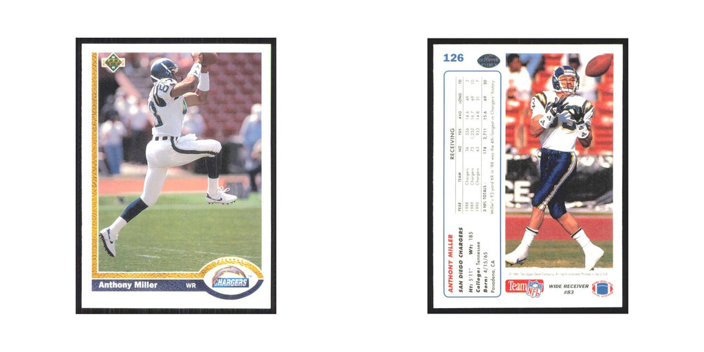 1991 Upper Deck Anthony Miller San Diego Chargers #126