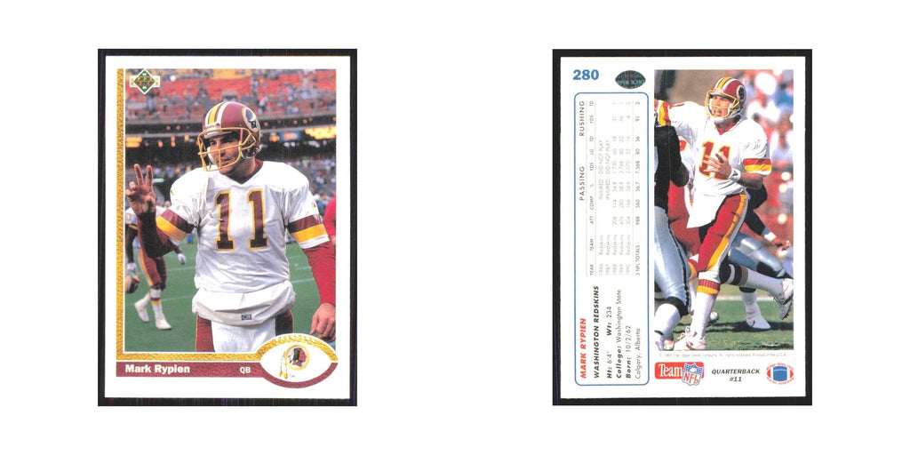 1991 Upper Deck Mark Rypien Redskins #280