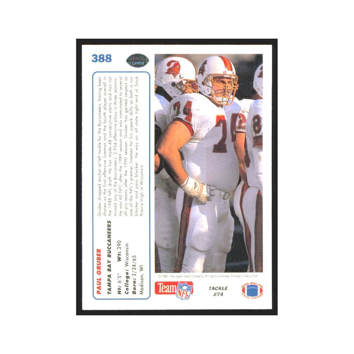 1991 Upper Deck Paul Gruber Buccaneers #388