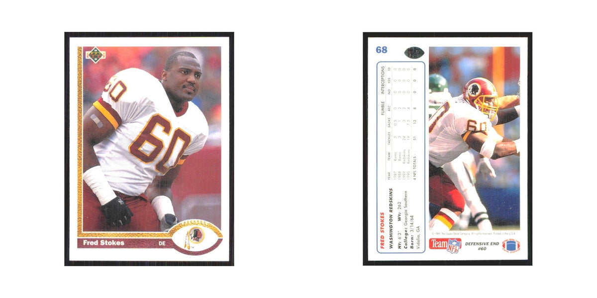 1991 Upper Deck Fred Stokes Redskins #68