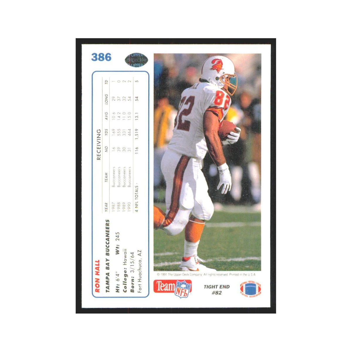 1991 Upper Deck Ron Hall Buccaneers #386