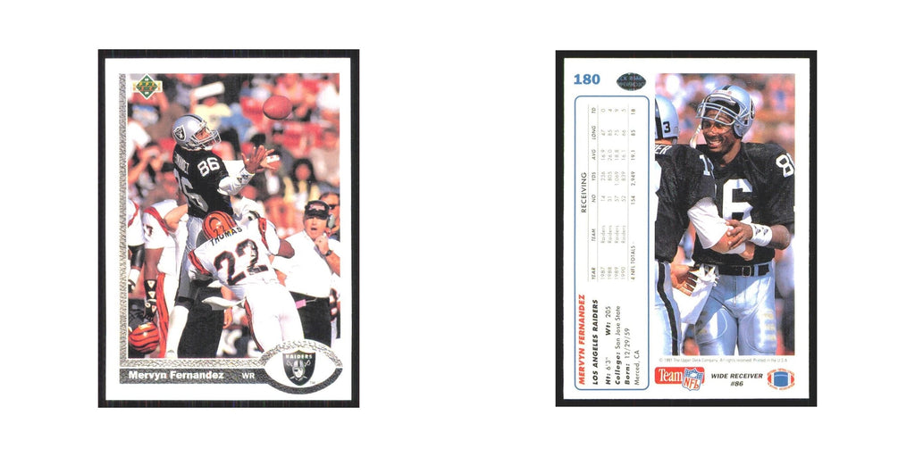 1991 Upper Deck Mervyn Fernandez Los Angeles Raiders #180