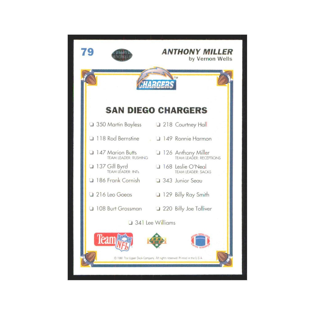 1991 Upper Deck Anthony Miller San Diego Chargers #79
