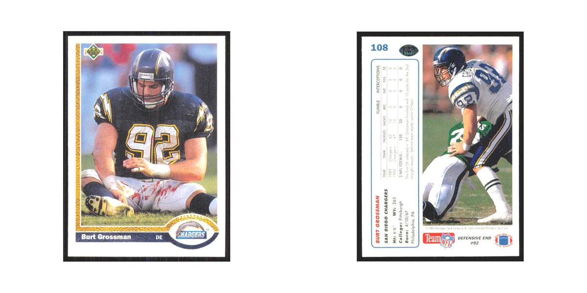 1991 Upper Deck Burt Grossman San Diego Chargers #108