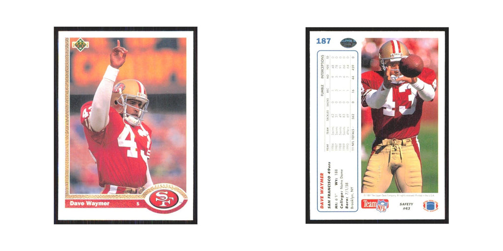 1991 Upper Deck Dave Waymer 49ers #187