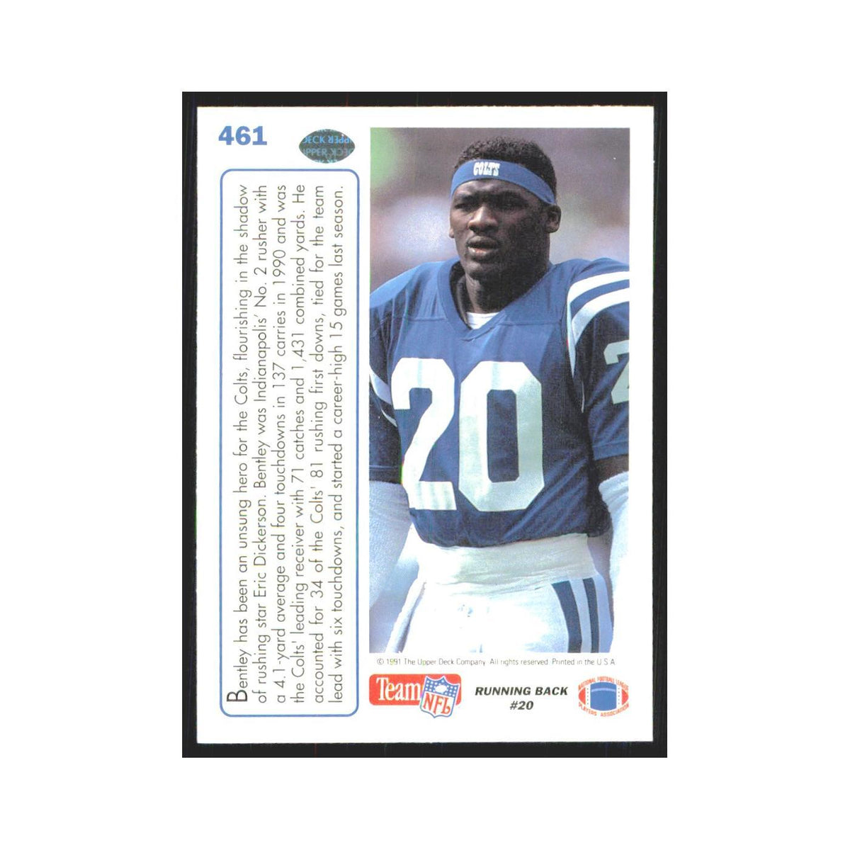 1991 Upper Deck Albert Bentley Colts #461