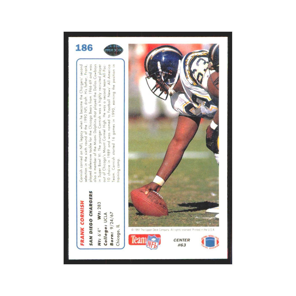 1991 Upper Deck Frank Cornish San Diego Chargers #186