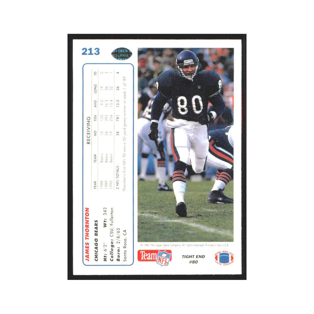 1991 Upper Deck James Thornton Bears #213