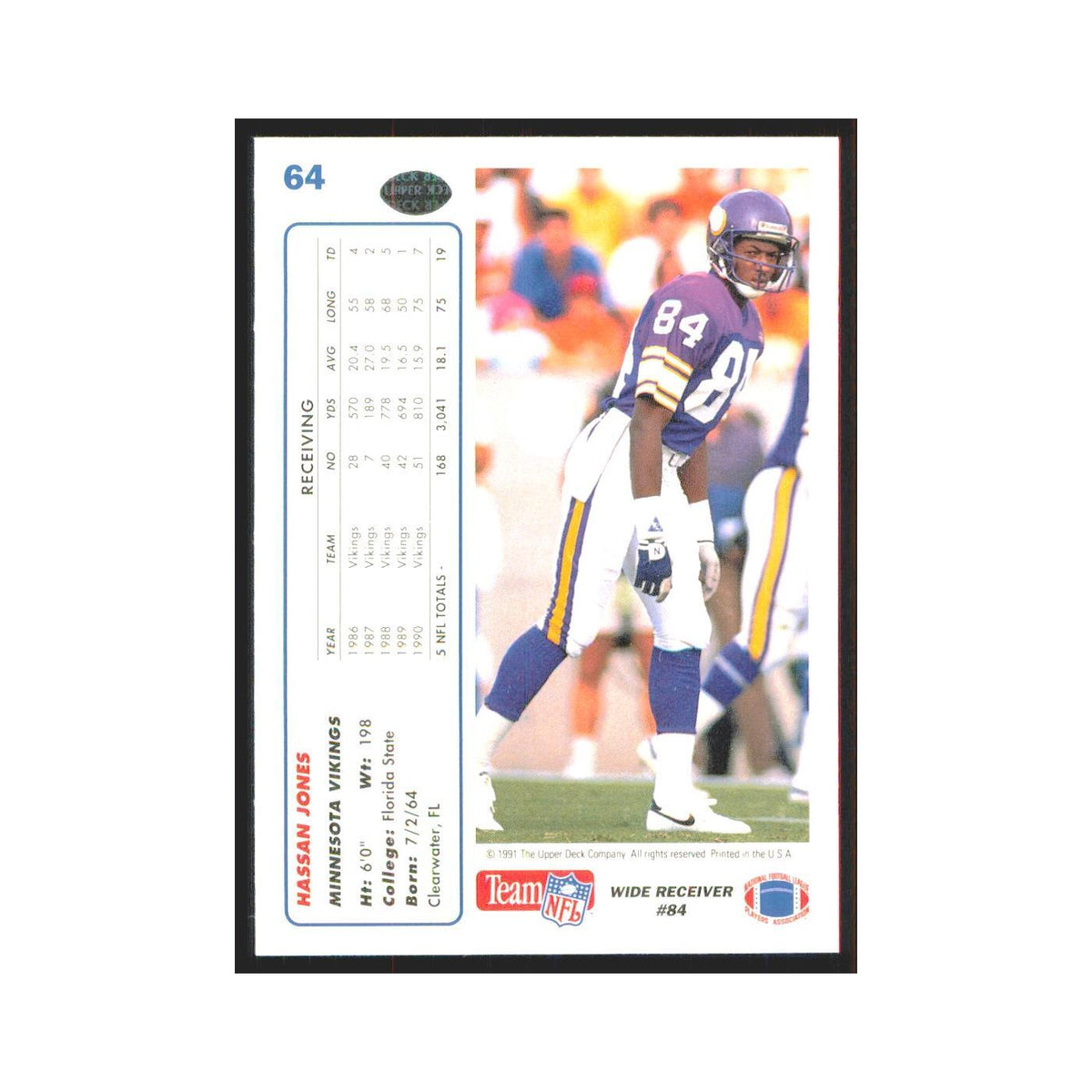 1991 Upper Deck Hassan Jones Vikings #64