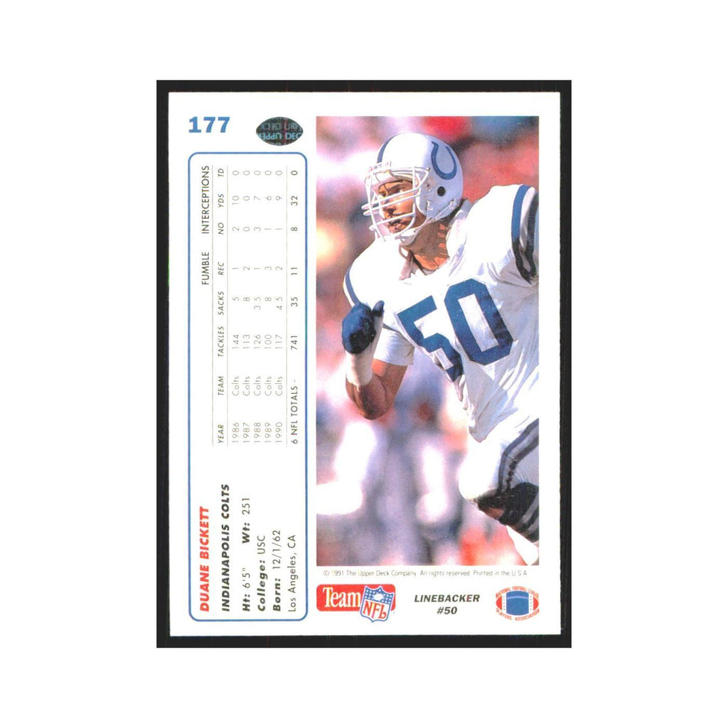 1991 Upper Deck Duane Bickett Colts #177