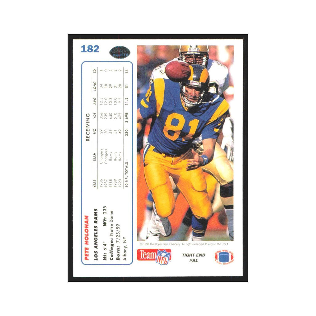 1991 Upper Deck Pete Holohan Rams #182