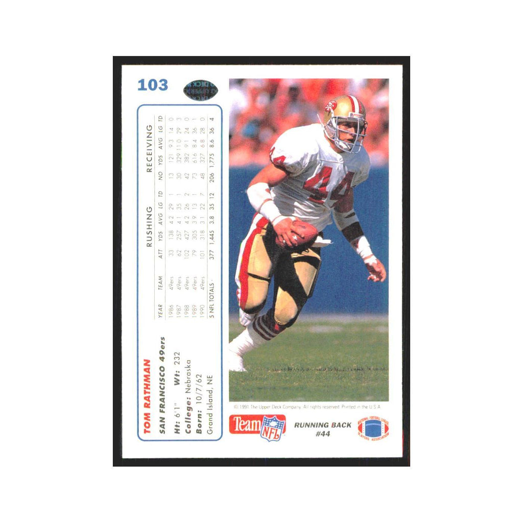 1991 Upper Deck Tom Rathman 49ers #103