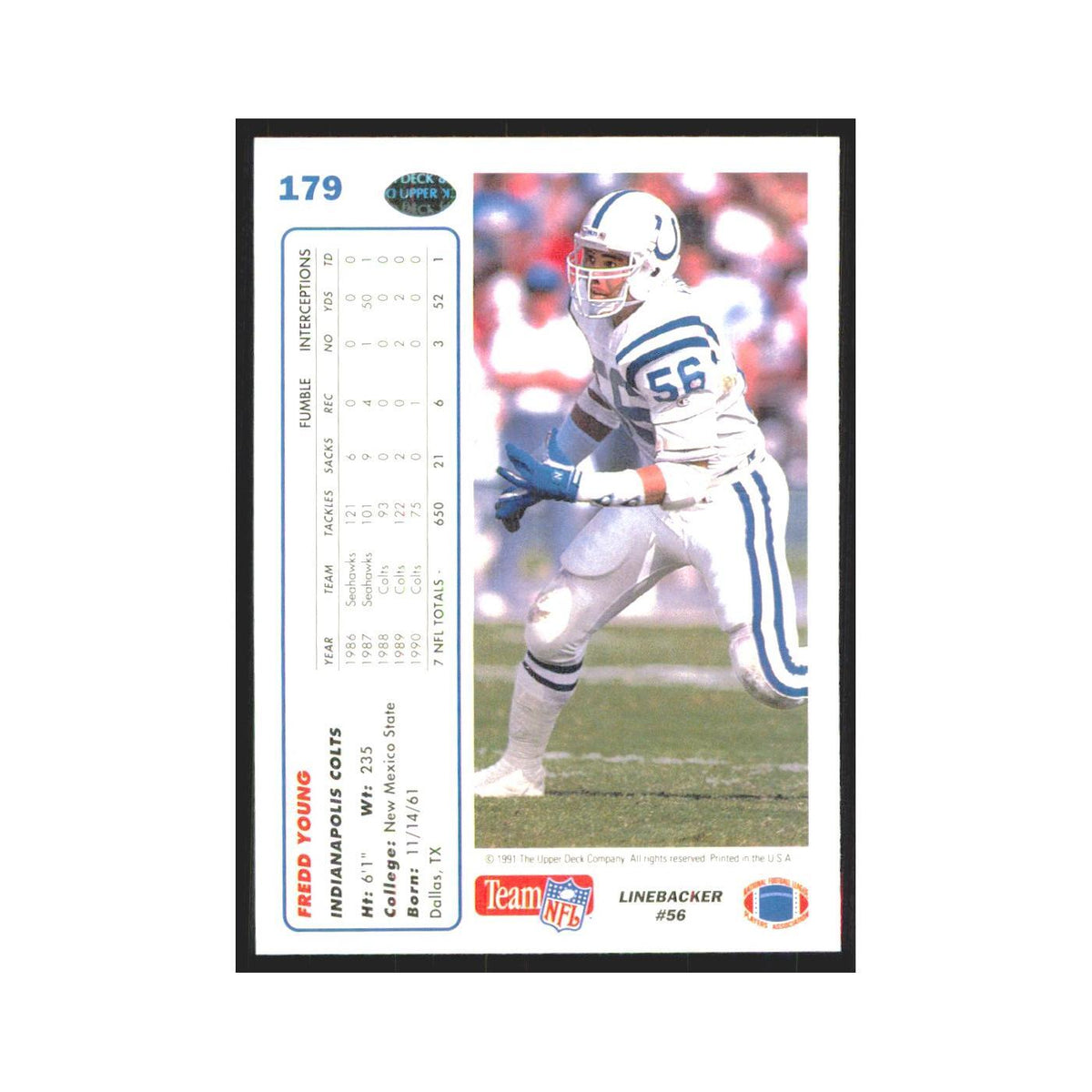 1991 Upper Deck Fredd Young Colts #179