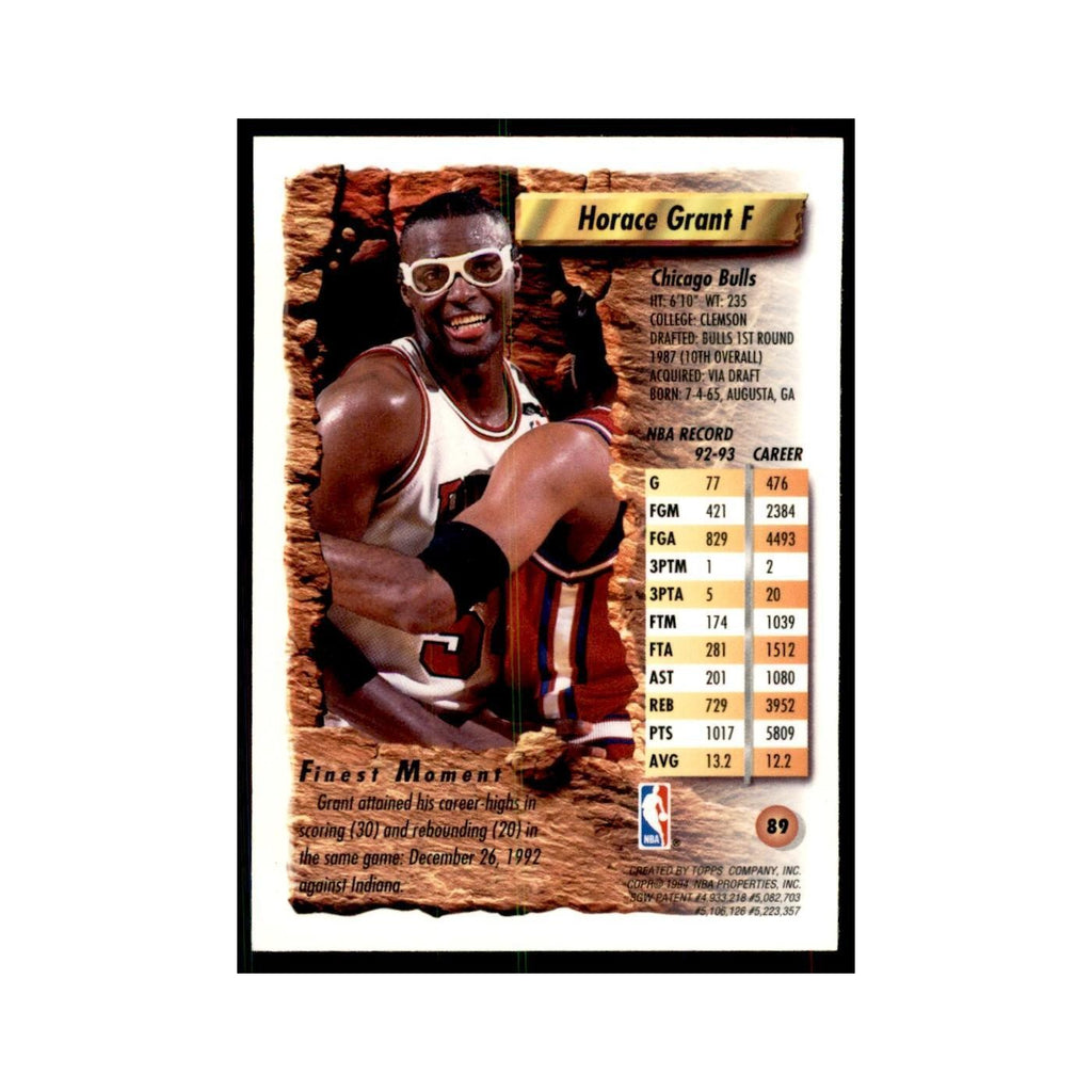 1993 Topps Finest Horace Grant Basketball Cards #89