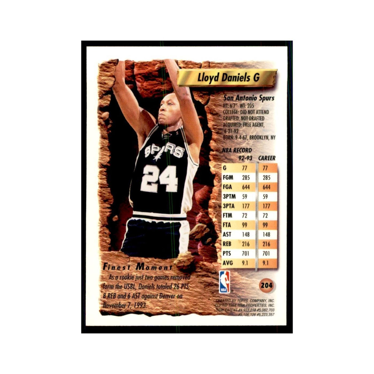 1993 Topps Finest Lloyd Daniels Basketball Cards #204