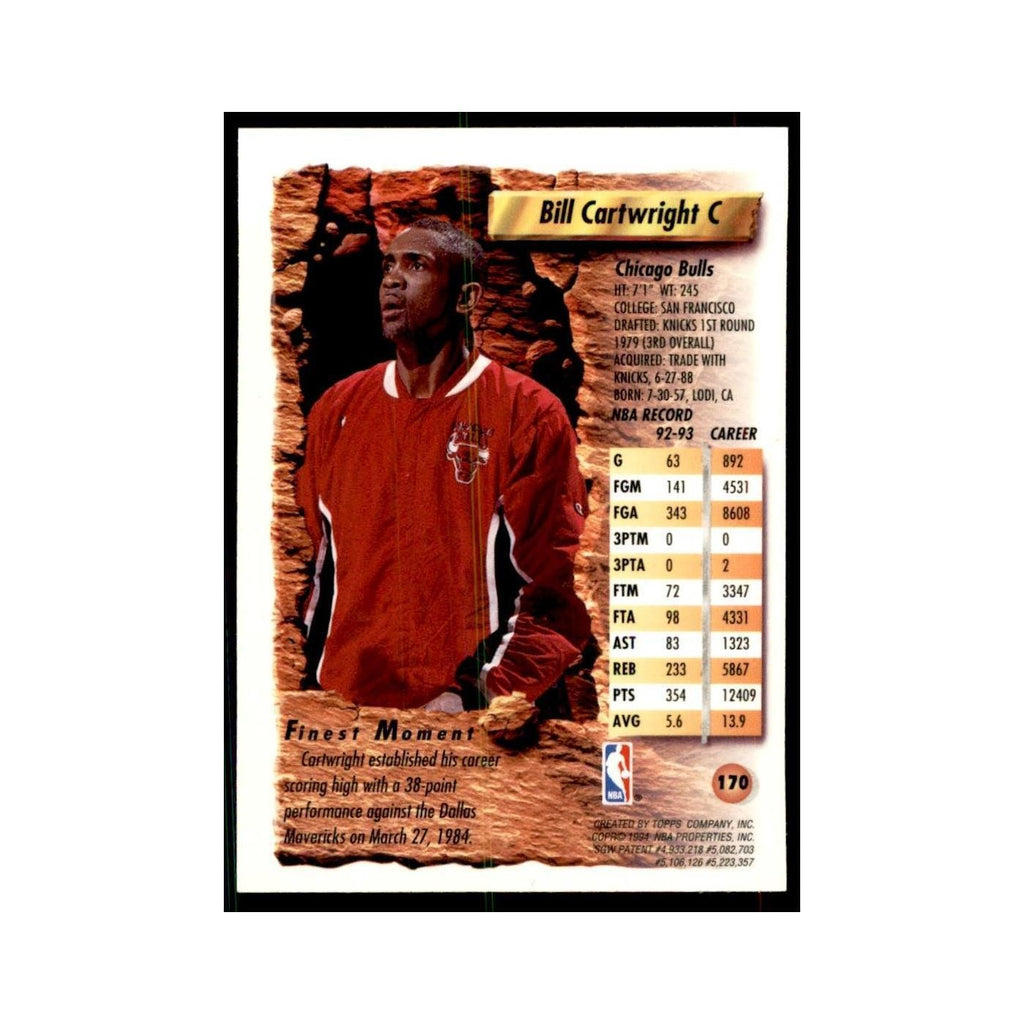1993 Topps Finest Bill Cartwright Basketball Cards #170