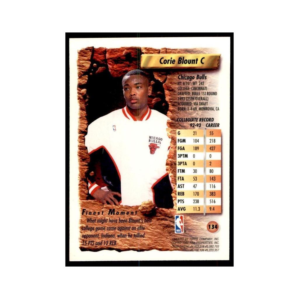1993 Topps Finest Corie Blount Basketball Cards #134