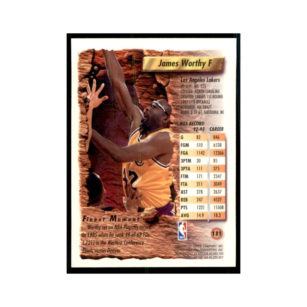 1993 Topps Finest James Worthy Basketball Cards #181